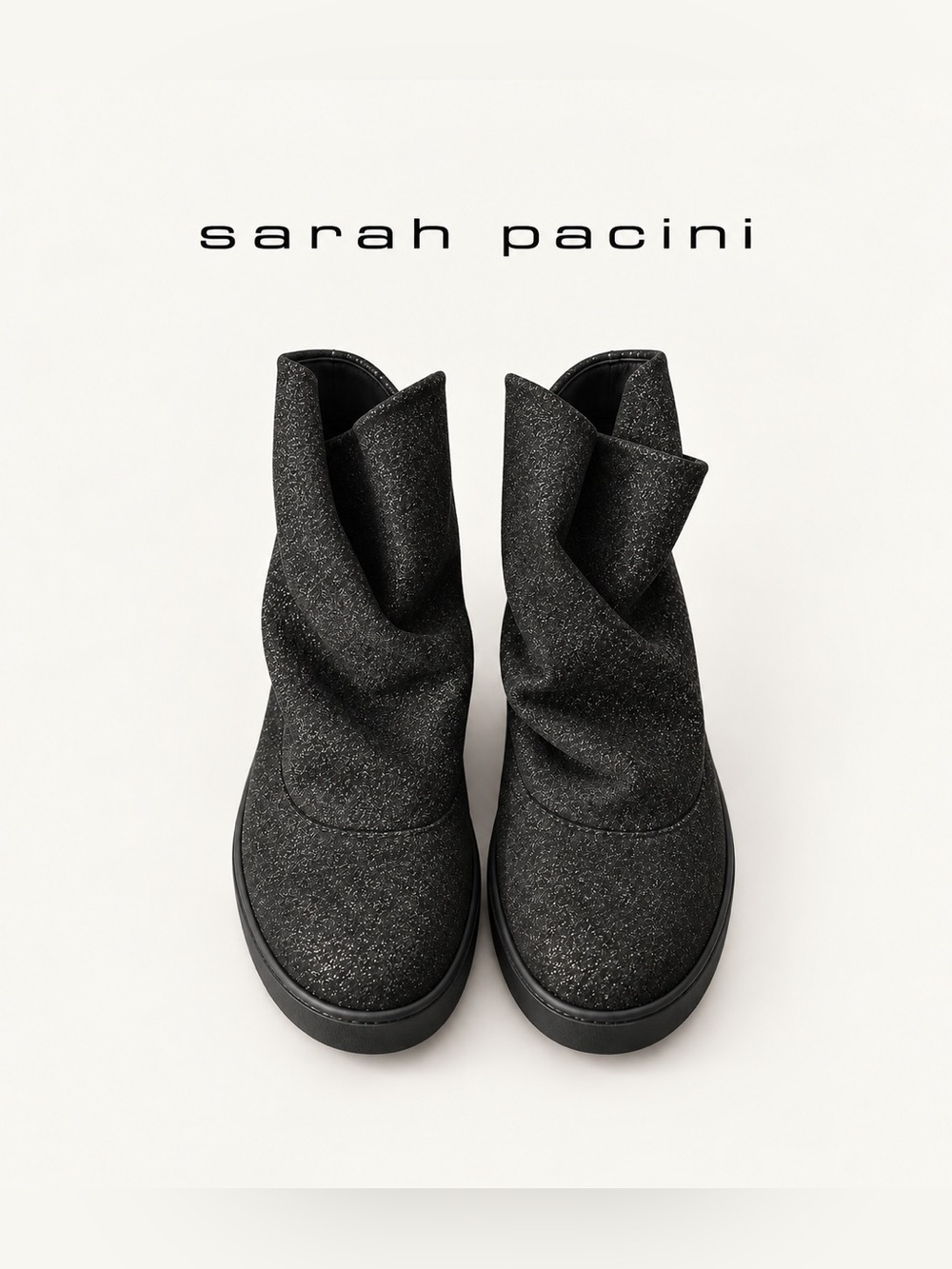Sarah Pacini 🏛️ - black metallic slouch booties